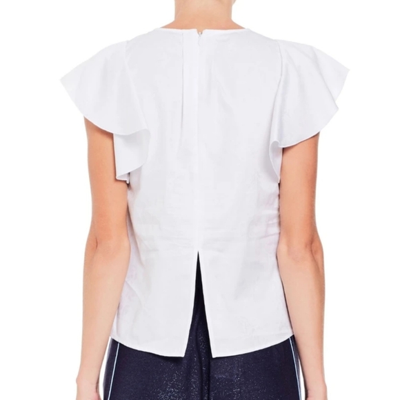 Golden Goose Isabella White Floral Print Jacquard Ruffled Top Size L Lar… - Picture 6 of 14